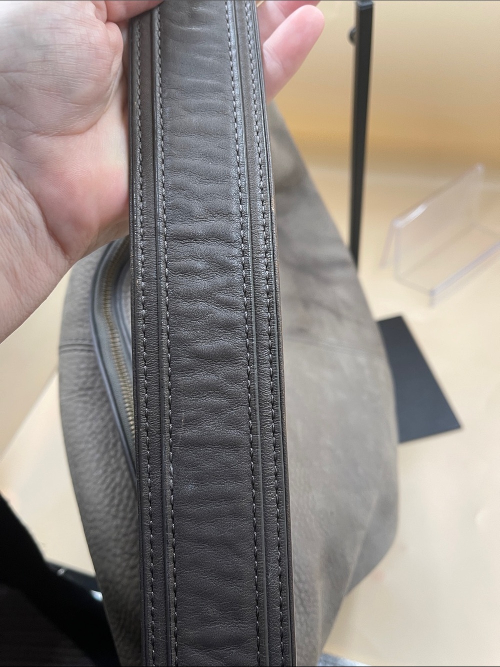Cole Haan Smoke Gray Pebbled Leather Hobo Bag - Picture 4 of 7